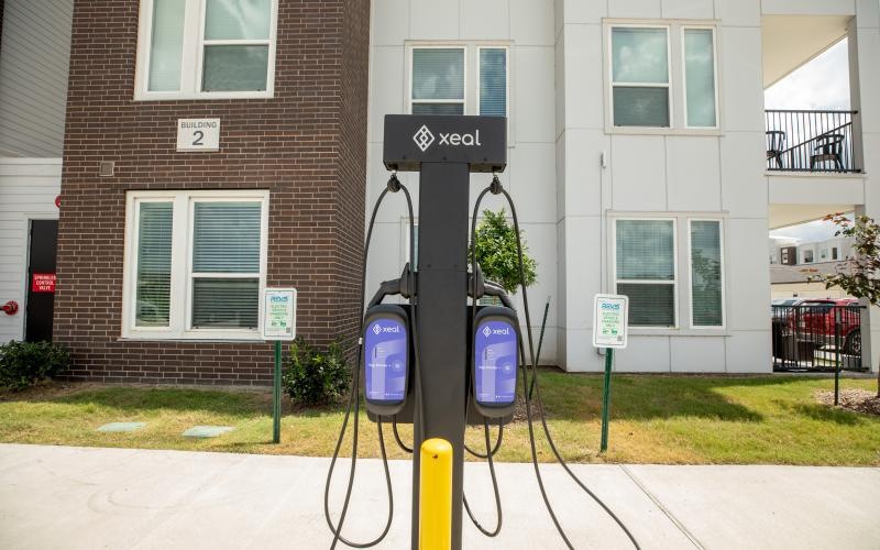 parking meters on the sidewalk