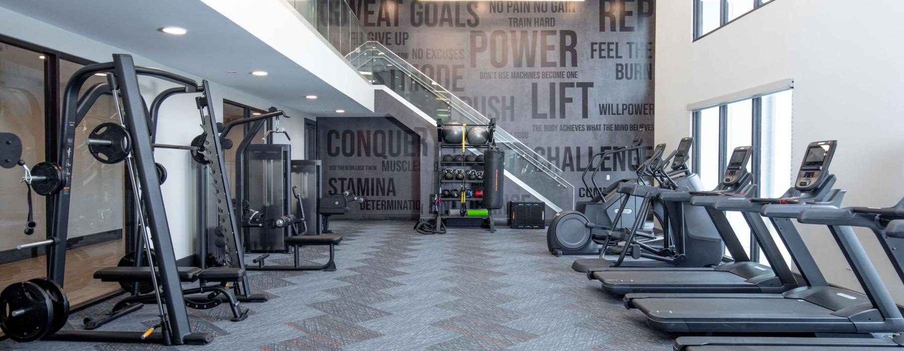 a gym with exercise equipment
